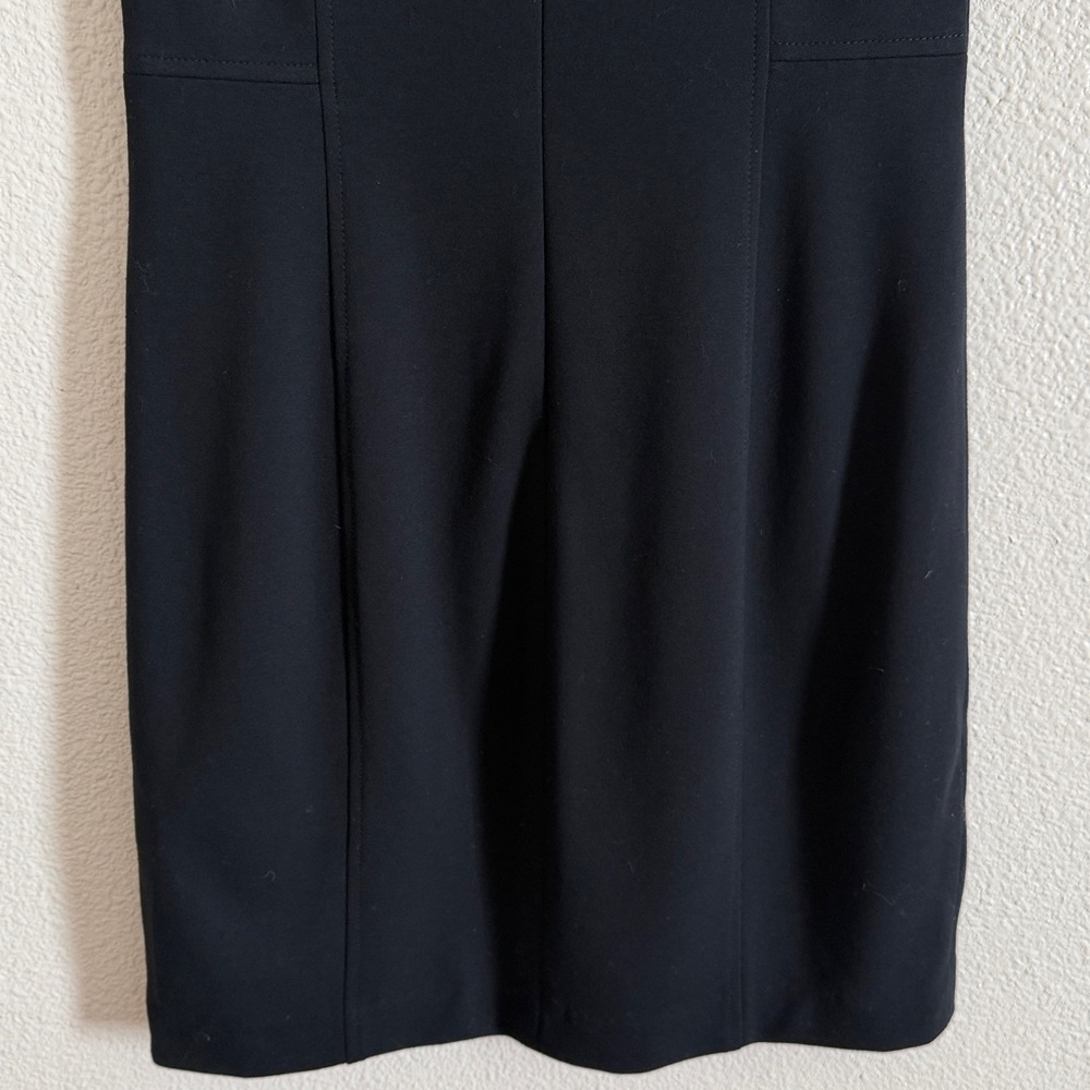 Akris punto Cap-Sleeve Zip-Front Seamed Dress, Black Sz 6 - Picture 13 of 16